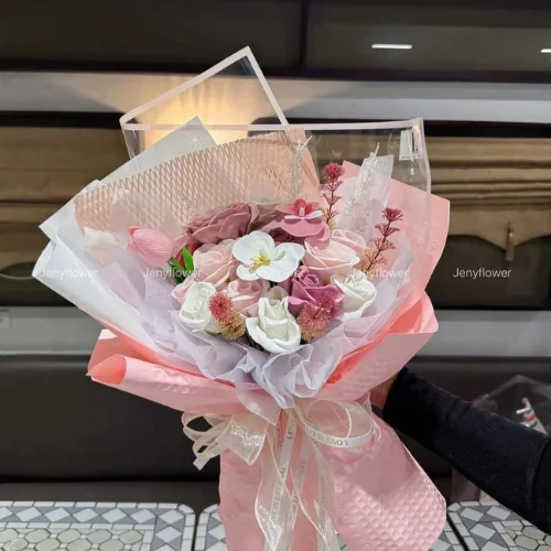  B&oacute; S&aacute;p Hồng Phối Giấy X&eacute; Trắng Hồng