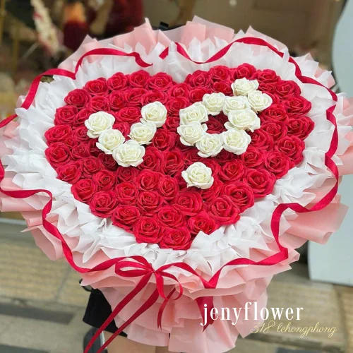 Bó Tim Khổng Lồ Chữ Vợ Đỏ Mix: Tuyệt Tác Quà Tặng Thể Hiện Tình Yêu Vĩnh Cửu Cho Người Phụ Nữ Của Đời Bạn